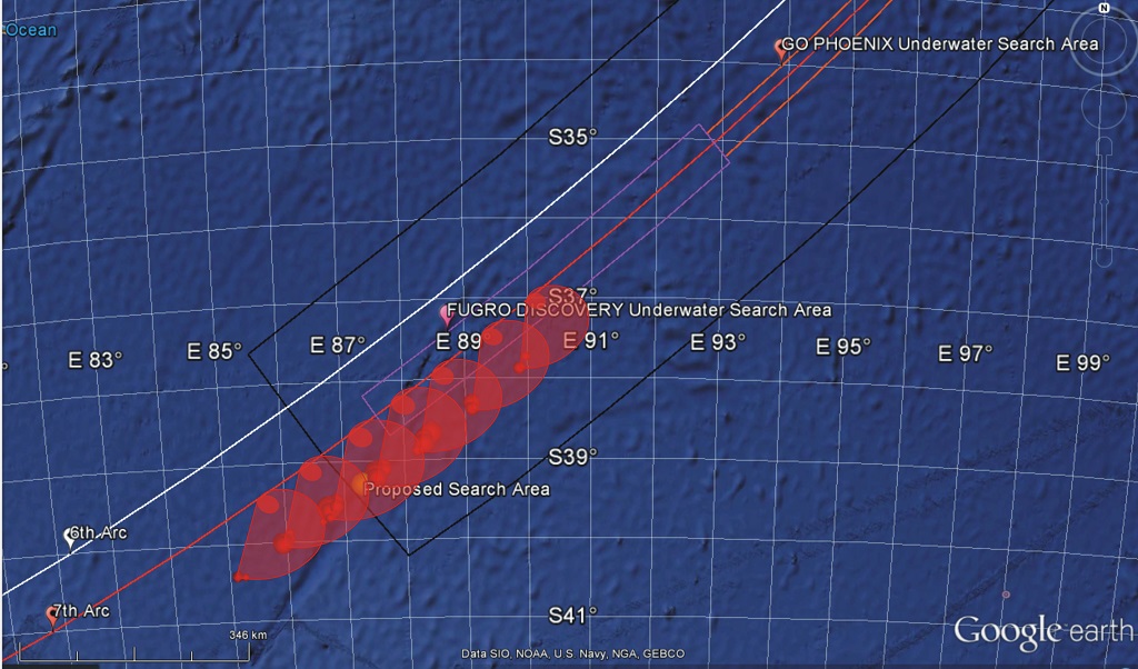 Reconstructing the Malaysian 370 Flight Trajectory by Optimal Search