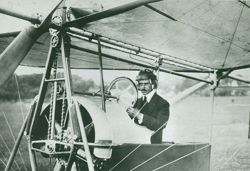 Aurel Vlaicu and the aircraft he built in the hangar at Polizu, Vlaicu II